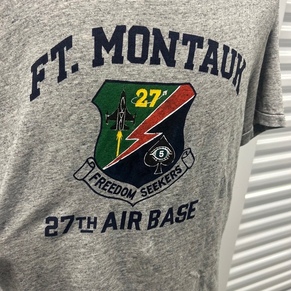 Polo Ralph Lauren Mens XL Gray Custom Slim Fit FT MONTAUK 27th AIR BASE T Shirt - Picture 2 of 10